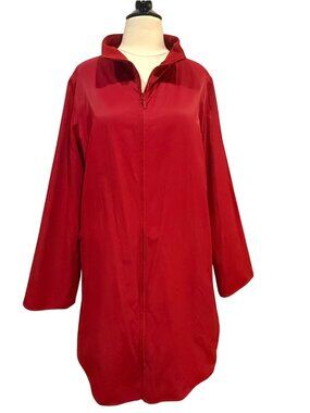 size M red Eileen Fisher cotton/nylon fleece lined coat jacket